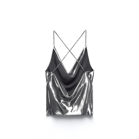 ZARA BLOGGERS FAV METALLIC CAMISOLE NWT - Picture 4 of 5